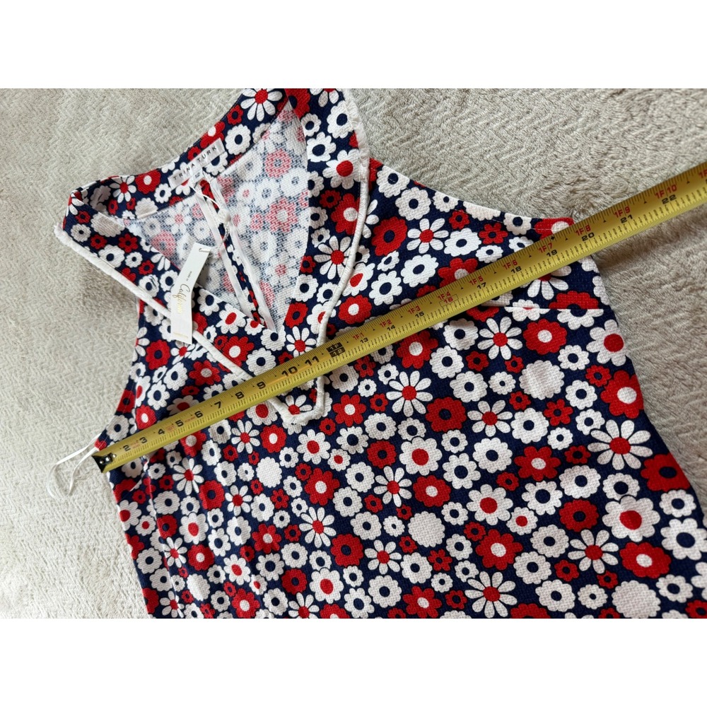 Trina Turk Womens Floral V-Neck Sleeveless Top Red White Navy Blue Size 12‎ NEW - Picture 5 of 12